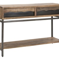 Konsole aus braunem Holz mit 2 Schubladen und Regal cm 118x40x80-Yellowstone