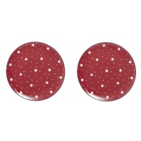 Lote de 2 platos de cerámica roja y blanca d21-Noël