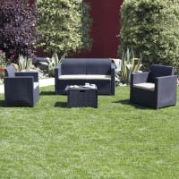 Salotto Da Giardino CORONA 4 Posti – Alluminio Resistente, Cuscini In Poliestere, Design Moderno Con Tavolino
