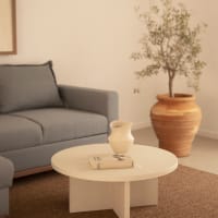 Table D'Appoint Ronde Effet Terrazzo Blanc Cassé 52 Cm - Design Moderne Résistant Intérieur & Extérieur
