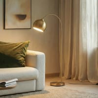 Lampada Da Terra 'Moisia' Lindby | Design Ad Arco, Colore Oro, Altezza 148 Cm, Portalampada E27