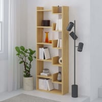 HOMBAZAAR Libreria Ad Angolo 5 Ripiani Industrial - Scaffale Alto 180cm In Legno E Metallo - Vintage, Autoportante Per Casa E Ufficio - Bianco