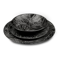Set di stoviglie da 18 pezzi in arenaria nero-Berry