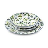 Set di stoviglie da 18 pezzi in arenaria crema/verde-Syracuse