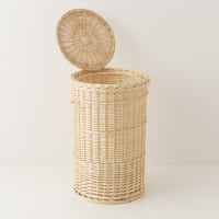 Panier A Linge Coffre Rond En Osier Banc - Label Emmaüs