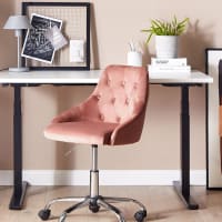 HOMCOM Sedia Ufficio In Velluto Rosa Scuro – Girevole, Altezza Regolabile 84-97 Cm, Carico Max 120 Kg - 3