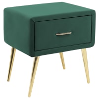 Table de nuit à 1 tiroir velours vert émeraude-Flayat