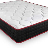Colchón Matrimonial De Memory Foam Y Resortes Emma Premium Hybrid Blanco Y Gris - 150cm X 46cm X