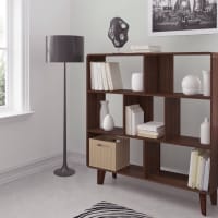 Libreria organica bianca effetto legno con 8 vani, Bianco