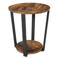 Table d’appoint effet bois marron rustique et noir