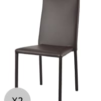 Set 2 Sedie in acciaio imbottite rivestite in finta pelle grigio scuro ...