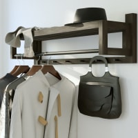 Appendiabito Muro Sweet Home Appendiabito Da Muro Sweet Home - Legno Bianco Con 5 Ganci Metallici 74cm Appendiabiti A Muro Legno