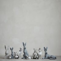 Figurines Lapins Clayre & Eef – Set Décoratif Champêtre En Polyrésine Pastel