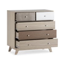 Homcom Cassettiera Per Camera Da Letto In Legno Con 5 Cassetti, Stile Vintage Industriale Grigio Scuro 80x40x80cm