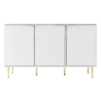 Consola moderna blanca y dorada con patas de metal