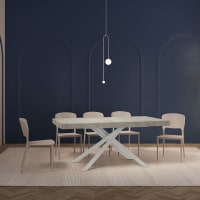 Tavolo allungabile 90x180/284 cm Naxy Mix piano Bianco Frassino - gambe