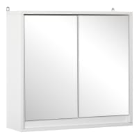 Mobiletto Con Specchio Da Bagno GIANTEX, Pensile 56x15x69 Cm, MDF, Ripiano Regolabile, Vari Colori