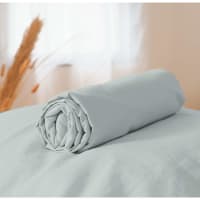 Drap housse en lin et coton 57 fils/cm² - 140 x 190 cm - Bonnet 30 cm - Taupe - AURELLE | Leroy