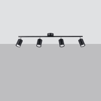 Planetitaly Plafoniera Rettangolare Nera Con 2 Faretti GU10 Orientabili, 16W, Per Soffitto E Parete, Alluminio, Senza Lampadine