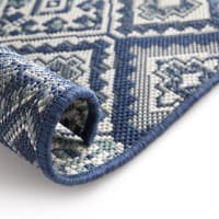 THE RUGS Nature Tappeto Indoor Outdoor 120x170 Cm - Motivo Ton Sur Ton Con Bordo, Per Terrazzo E Giardino, Blu