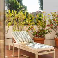 Cuscino a righe con pillow per lettino da giardino colore beige Eolias