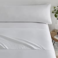 Juego de sábanas 3 piezas extrasuave microsatén blanco 150cm-Basic
