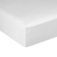 Essix - Drap Housse Royal Line Percale de Coton Blanc 2 x 90 x 200 cm pas cher