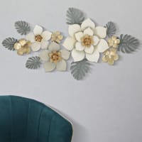 Vase à Fleurs 35,5 Cm En Métal Rustique Noir Avec Motif Doré - Décoratif Pour Fleurs Séchées Et Arrangements Floraux