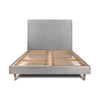 Letto 140x200 cm con testata imbottita - tessuto bouclé