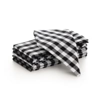 Lote de 6 servilletas tela algodón negro 45x45 cm-Vichy