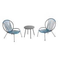Set di 2 poltrone + 1 tavolino blu-Rete
