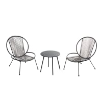 Set di 2 poltrone + 1 tavolino grigio scuro-Rete