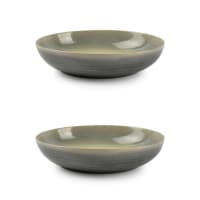 Lot de 2 assiettes creuse vert en grès 22x19xh5cm-Flint
