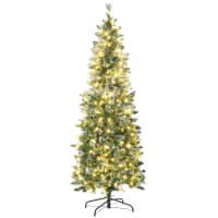 GYMAX Albero Di Natale Innevato 180 Cm Con Luci LED 240 Colori - 850 Rami PVC/PE, Pigne, Base Metallica Pieghevole - 5