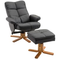 Poltrona relax reclinabile girevole M56 tessuto con poggiapiedi grigio chiaro