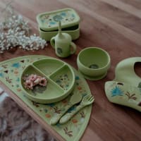 WeMightBeTiny Feedie Set Forchetta E Cucchiaio In Silicone Per Svezzamento E Viaggio - Rosa Cipria - Con Custodia, Antiscivolo E Delicato Sulle Gengive, Senza BPA, Lavabile In Lavastoviglie