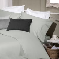 Juego de funda nórdica algodón satén gris claro cama 180cm
