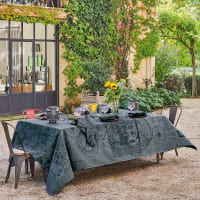 Chemin de table antitache pur coton anthracite 180X60 cm-Rose des vents encre