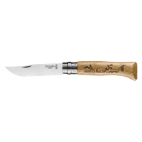 Couteau gravé   lame 8.5 cm Lièvre argent en inox-Animalia