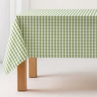 Nappe en coton antitache tissu à carreaux vert olive 140x240 cm-Vichy