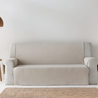 Jeté de canapé coton (125 x 150 cm) Escale Beige - Déco textile