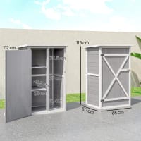 Armadio Da Giardino In Legno Di Abete Con Piano Pieghevole – Impermeabile, Ripiani Regolabili, Chiusura Di Sicurezza, 86x46x160 Cm