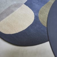 Tapis De Créateur Ovale Bleu Par Greg Natale - Laine Et Coton - Stella Diva - Tailles Dispo