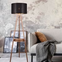 Lampada da parete Bongal, moderna lampada da parete in metallo/erba marina in colore nero/naturale, lampada in stile bohémien con un fantastico effetto luminoso su & Down 1 luce, 1 lampadina E27