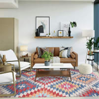 Tapis lavable MIRO 51709.803 Abstraction antidérapant - bleu / or