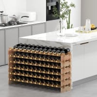 Cabinet à Vin "ASKIM" Avec 12 Porte-bouteilles En Bois Massif Blanc En Pin