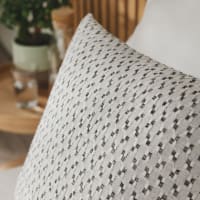 2 Federe Decorative In Lino E Cotone, Beige, 45x45 Cm, Con Pompon E Cerniera Invisibile - 5