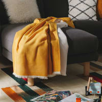 Plaid in cotone giallo 130x170-Luca