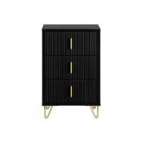 Table de chevet avec 3 tiroirs effet bois noir