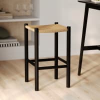 Tabourets De Bar Industriels En Métal Noir Et Bois H65 Cm (lot De 2) NICK - Mili